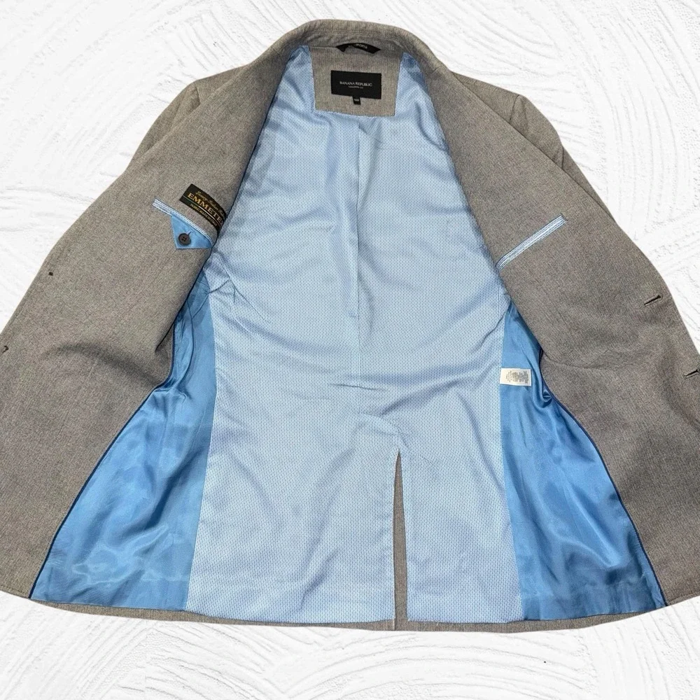 Banana Republic‎ Blazer 38R Gray Tailored Fit Emmetex Italian Fabric Stretch